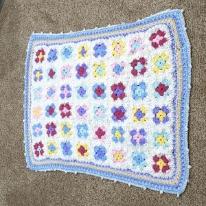 Handmade crochet granny square baby blanket pastel multicolor